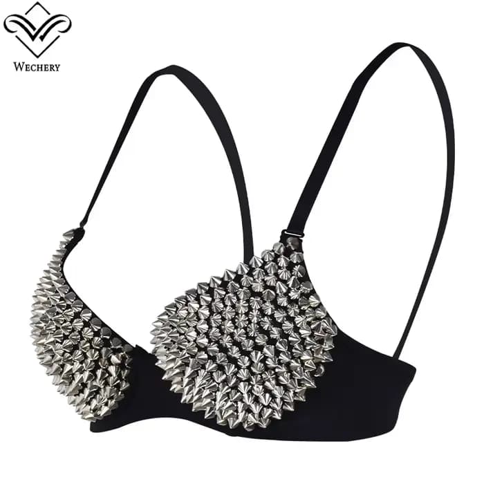 Soutien-gorge sexy, accessoires steampunk, corset à rivets, bustier push-up doré et argenté, vêtements de club pour femmes, lingerie sexy, sous-vêtements féminins