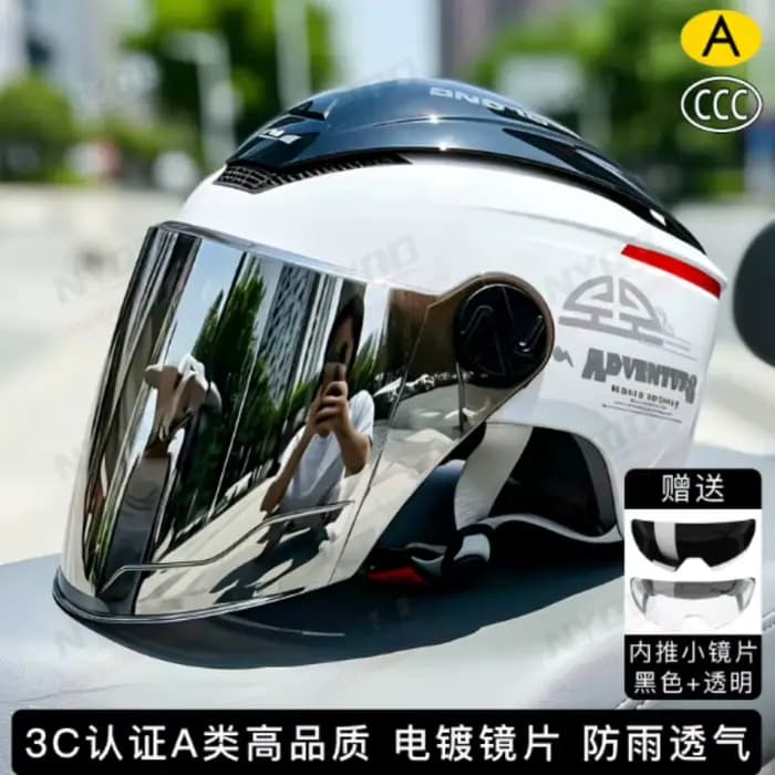 Nouveau casque de moto demi-coque d'été avec design réfléchissant