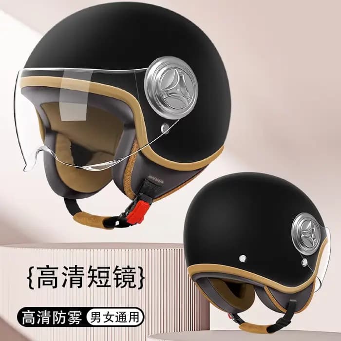 Casque de moto léger de style visage rétro 3/4