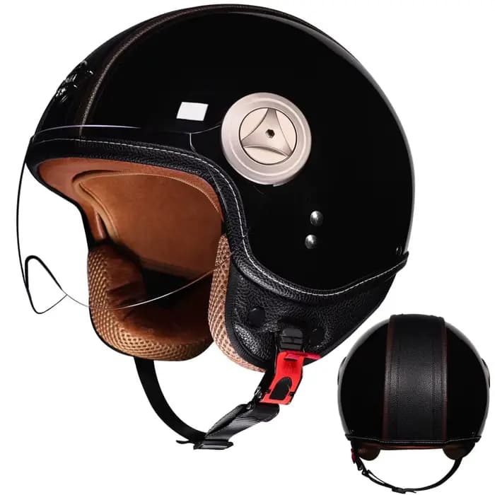 Casque de moto semi-couvert de haute qualité 2025 avec emballage en cuir à la mode et cascos para motos doublure en daim capacetes