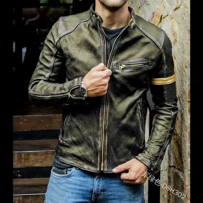 Veste de motard classique Aviator moteur automne manteaux hommes noir