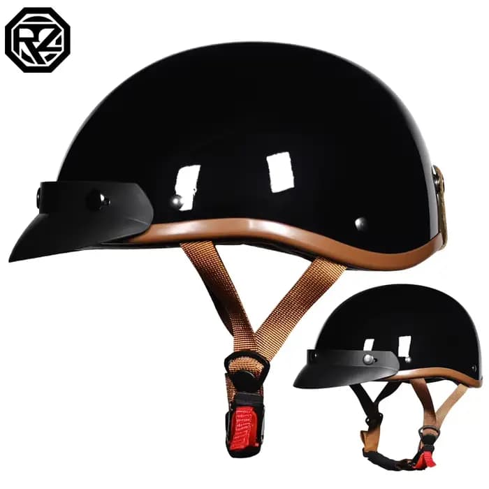 VOSS vintage moto rcycle casque rétro scooter demi-casque avec visière d'objectif intégrée