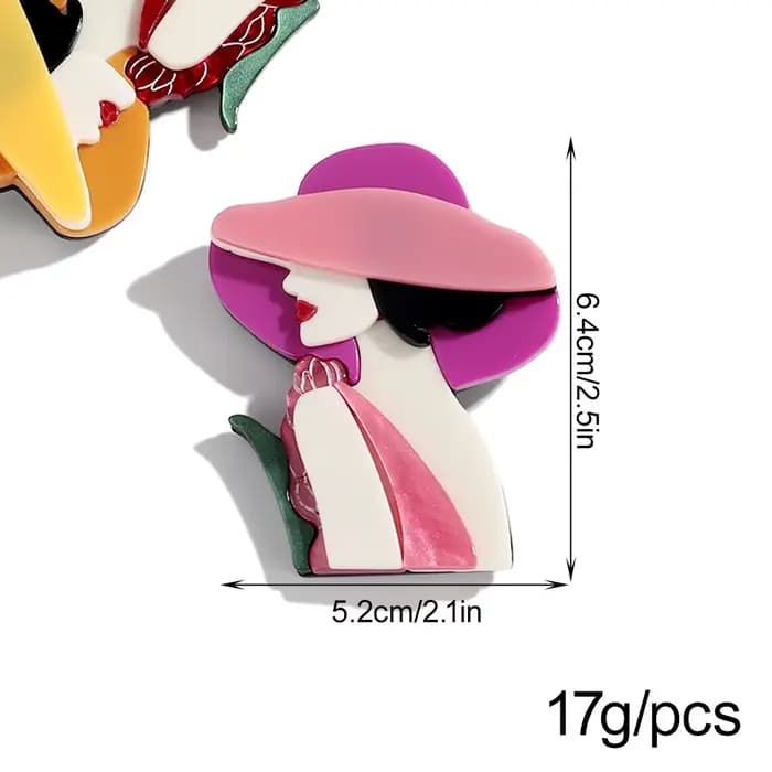 Broches tendance en résine pour femme, épingles de mode en acrylique en forme de personnage féminin, bijoux de bureau, accessoires pour vêtements et sacs, cadeaux