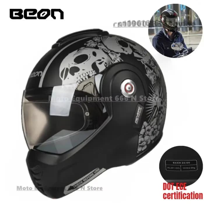 BEON moto arrière rabattable casque