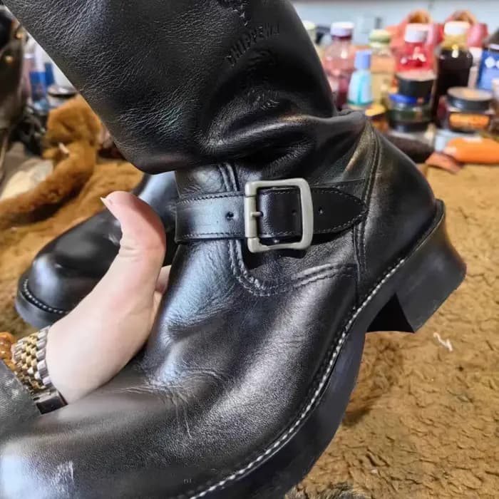 Bottes longues rétro pour hommes en cuir véritable