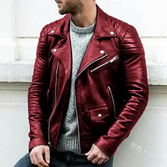 Vestes de moto en cuir Faux cuir pour hommes