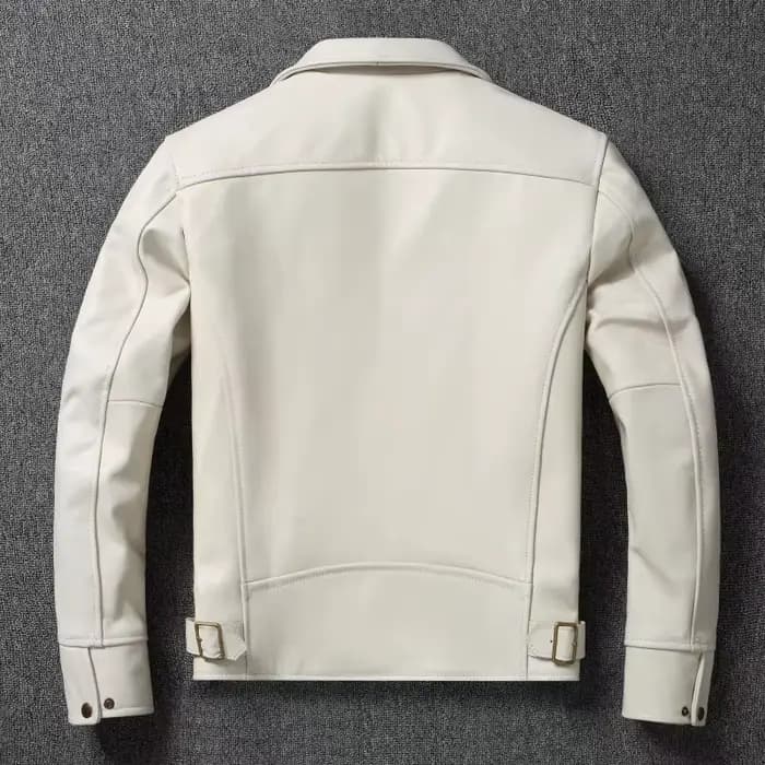 Veste de motard en cuir de vachette véritable pour homme