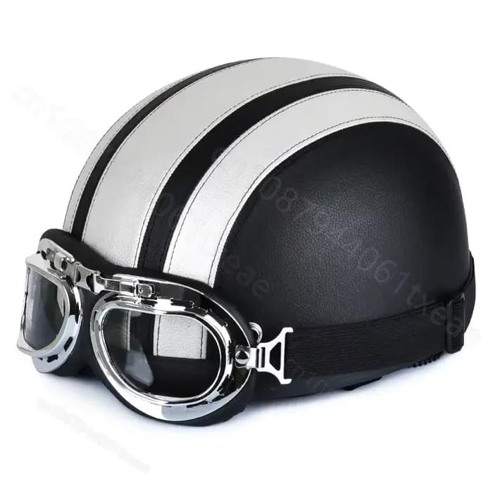 Casque de moto en cuir rétro personnalisé