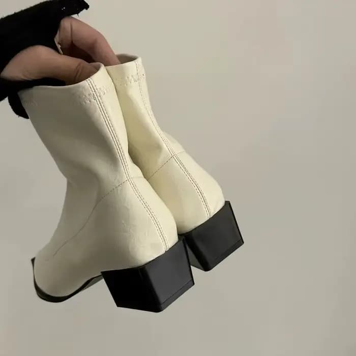 Automne femmes bottines chaussures mode bout pointu dames botte courte carré talon bas décontracté hiver chaussures pour femmes 2024