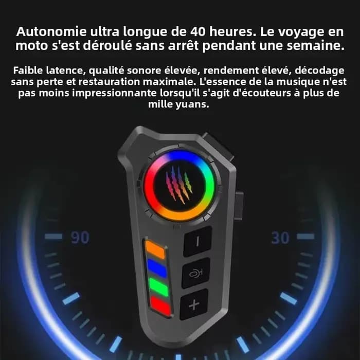 Casque de moto intelligent, casque avec suppression du bruit stéréo Hi-Fi, commande vocale, lecture et appels de musique mains libres