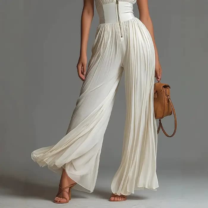 Combinaison plissée blanche 2026 pour femme, coupe longue et large, tendance, sexy, ajustée, sans manches, style Y2K