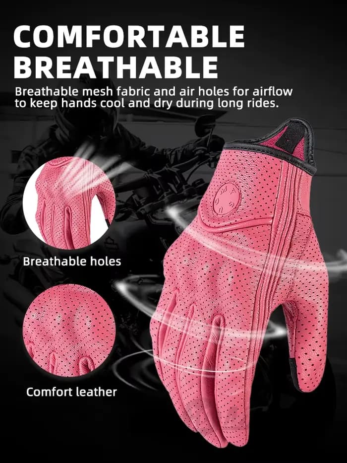 Gants en cuir véritable femme pour moto rétro Anti-chute