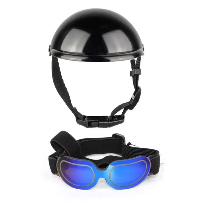 Casque pour chien avec trou d'oreille casque + lunettes soleil casquette pour chien chapeau rigide pour