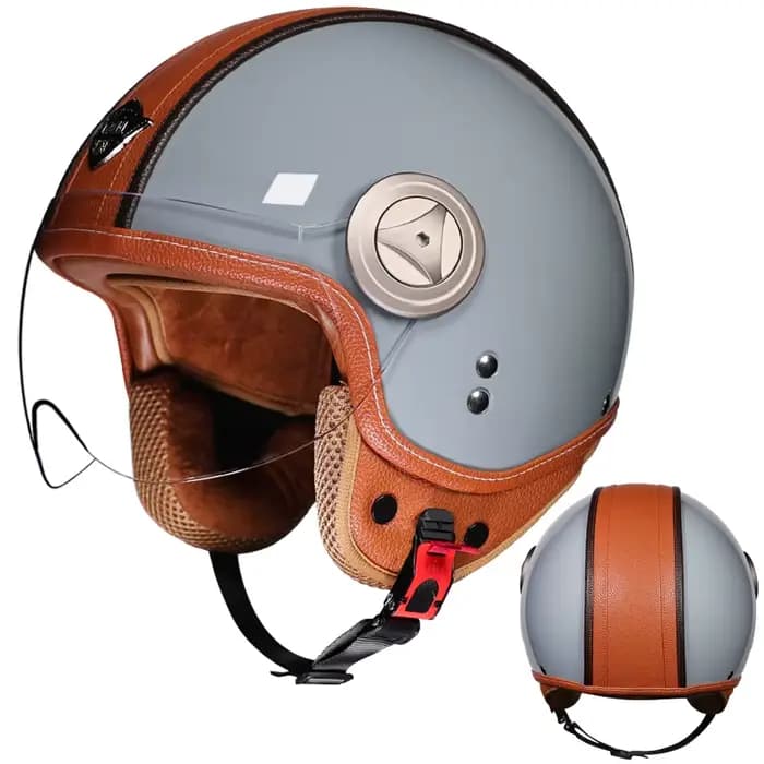 Casque de moto semi-couvert de haute qualité 2025 avec emballage en cuir à la mode et cascos para motos doublure en daim capacetes