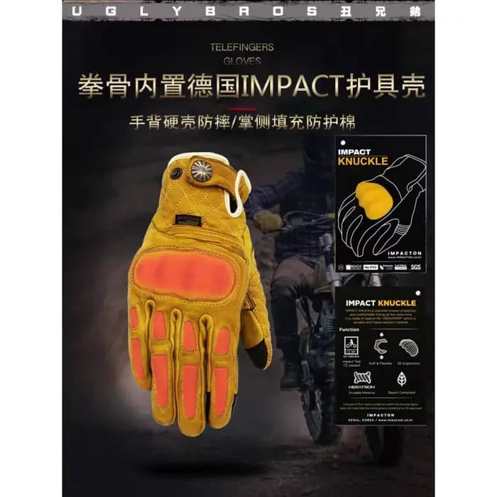 Uglybros luxe en cuir véritable Moto MX gants de rallye accessoires tactiles Vintage