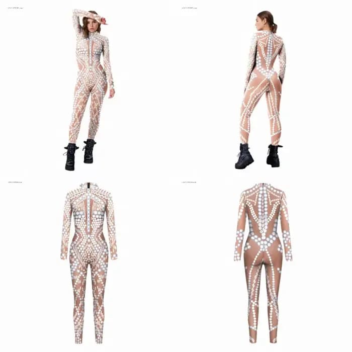 Combinaison de mode pour femme, motif à sequins, costume de cosplay, combinaison Zentai pour adulte, tenue de fitness, body à manches longues avec fermeture éclair, tenue de fête, tenue de yoga aérien