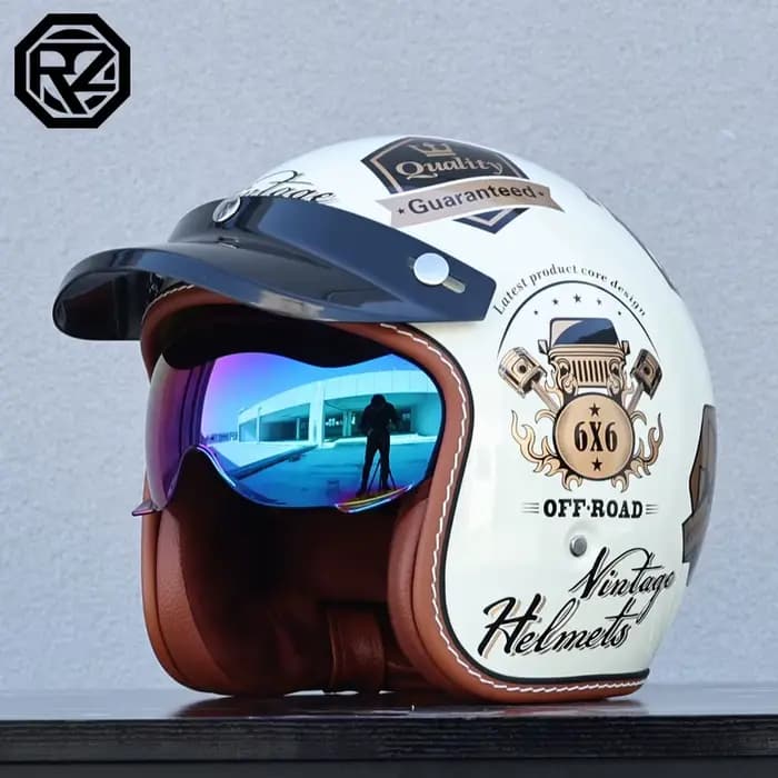 Casque de moto rétro trois-quarts