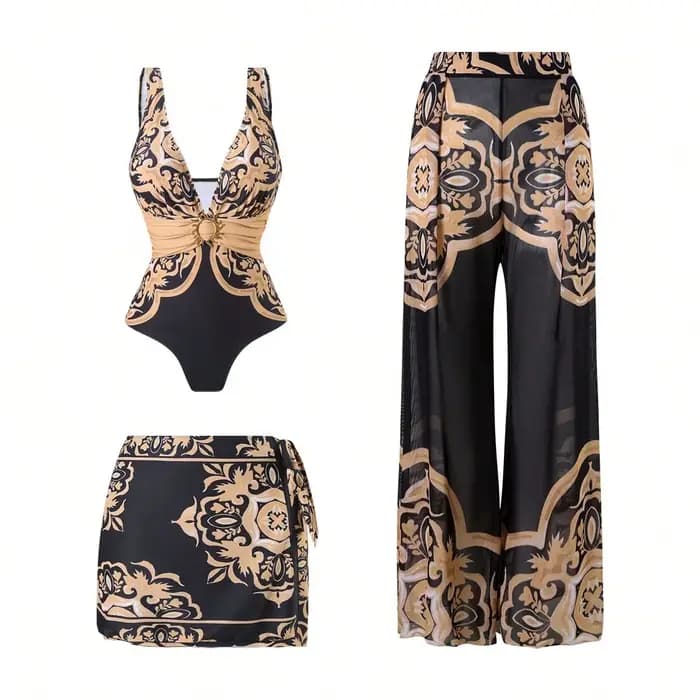 Maillot de bain tendance pour femmes, maillot de bain sexy, ensemble trois pièces, combinaison et pantalon, maillots de bain européens et américains