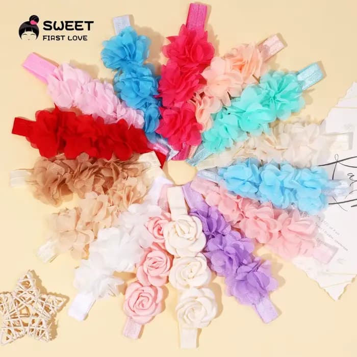 Bandeau artificiel astique en Mousseline de Soie Solide pour Bébé, Accessoire de Princesse pour Nouveau-né, Fille et Garçon