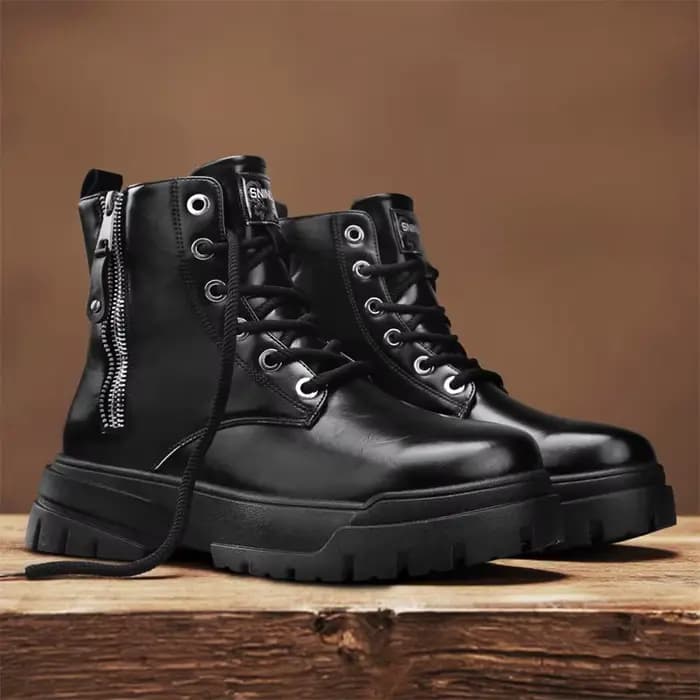 Bottes de travail de moto à semelles épaisses et coupe haute pour hommes en automne et en hiver