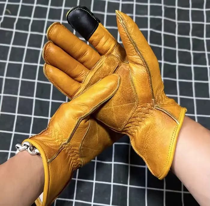Gants de course de moto en cuir vintage faits à la main