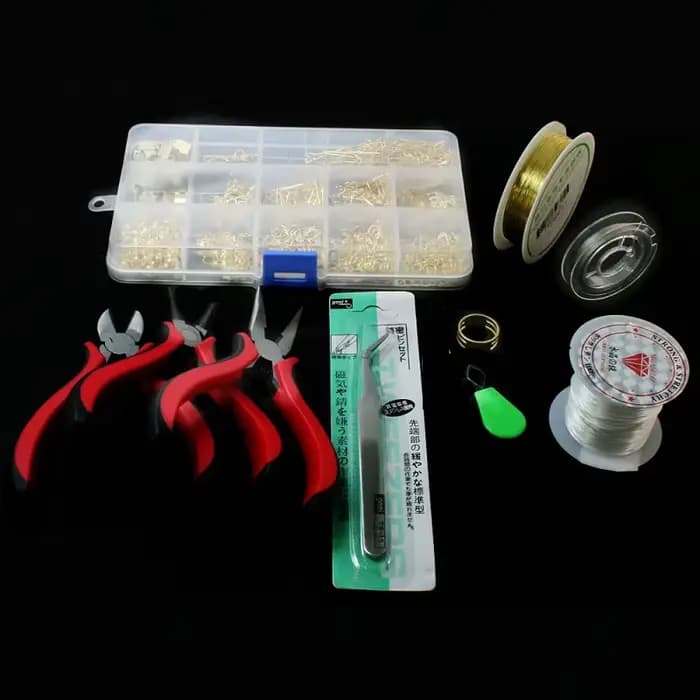 KIT de fabrication de bijoux, 1 ensemble, bouchons de perles/conclusions/pinces/broches/anneaux à sauter/fil/fil/boucle d'oreille/fermoir idéal pour bijoux accessoires pour bricolage