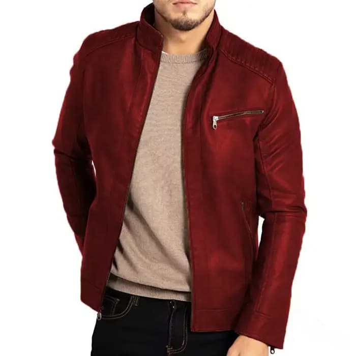 Veste en cuir PU pour hommes