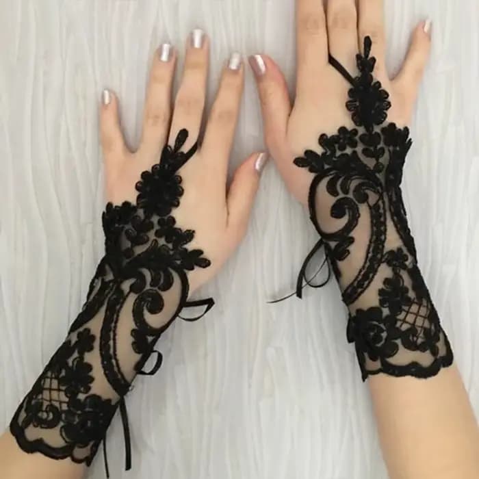 Nouvelles femmes de mariage gants sans doigts dentelle blanc noir haute qualité gants de mariage mitaines accessoire fille fête gants Sexy Guante