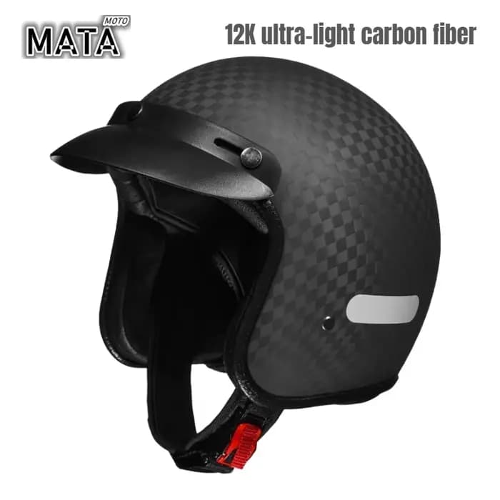 Casque de moto en Fiber de carbone ultraléger Vintage 4/3