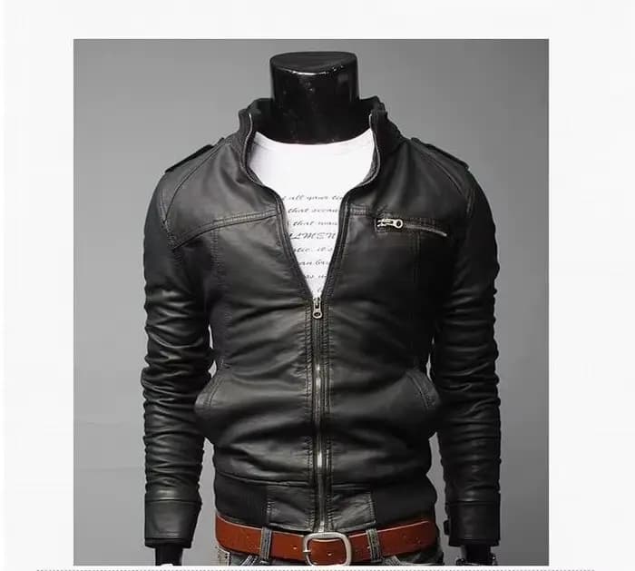 Veste de moto en cuir PU pour hommes