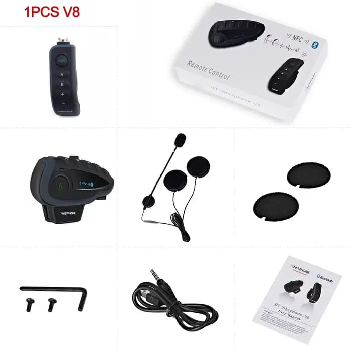 Casque d'interphone compatible Bluetooth V8 pour 5 coureurs
