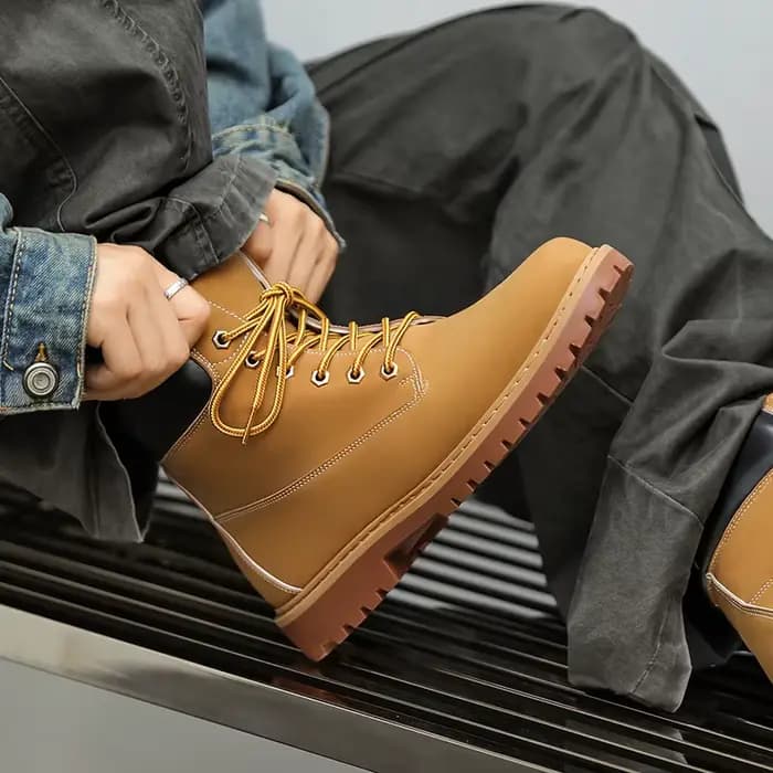 Hommes bottes hautes chaussures en cuir