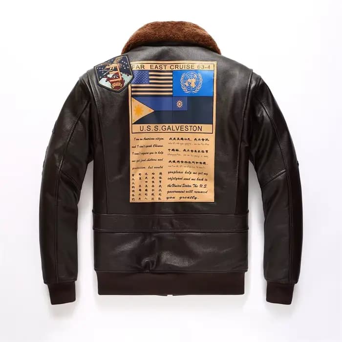 Veste en cuir marron foncé pour hommes, style rétro, véritable cuir de vache naturel épais, col en laine, manteau militaire d'hiver G1