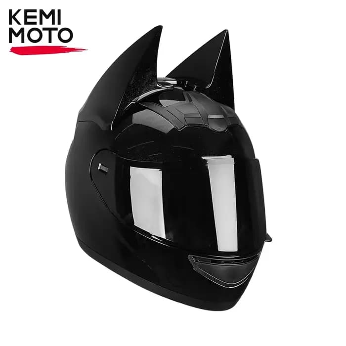 Casque de moto intégral avec oreilles de chauve-souris pour homme