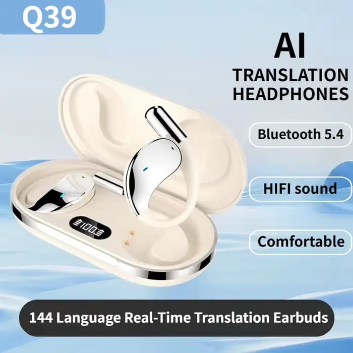 Casque de traduction intelligent AI, casque sans fil Bluetooth sport, réduction de bruit, traducteur en temps réel 144 langues, écouteurs