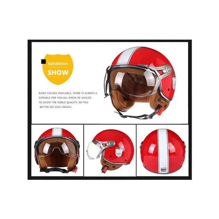 Casque de moto semi-ouvert rétro DOT 3/4