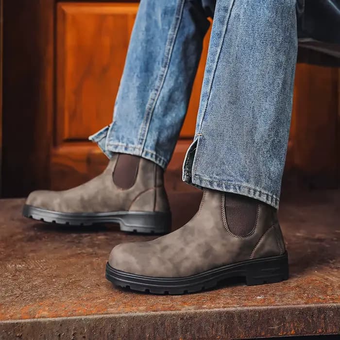 Bottines Chelsea en cuir rétro pour hommes