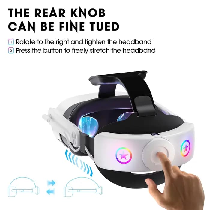 Sangle de casque VR avec batterie 10000 mAh pour Meta Quest 3/3S/2 - Libération à un clic brevetée, jeu VR équilibré et confortable
