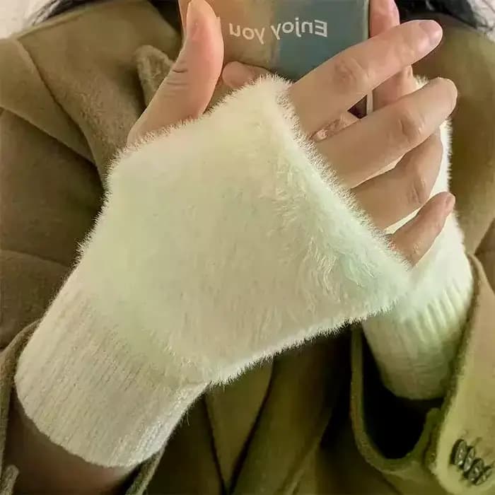 1 paire de gants demi-doigt chauds et résistants au froid pour femmes en automne et en hiver