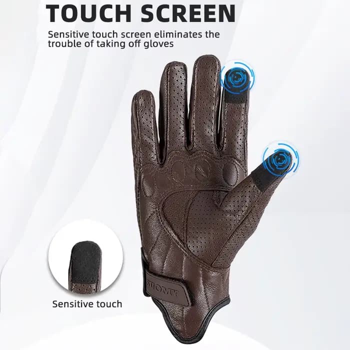 SUOMY gants de Moto marron Vintage en cuir hommes femmes