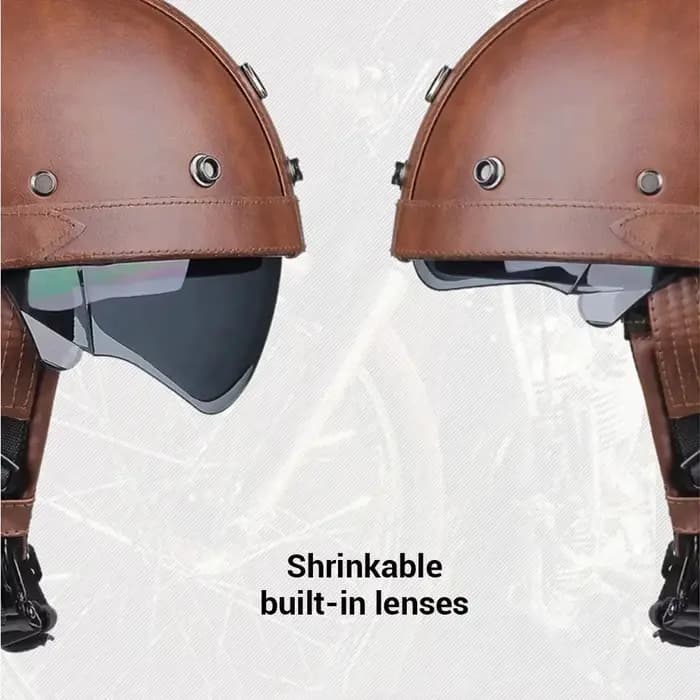 Casque de Moto rétro PU quatre saisons casques équitation demi Scooter