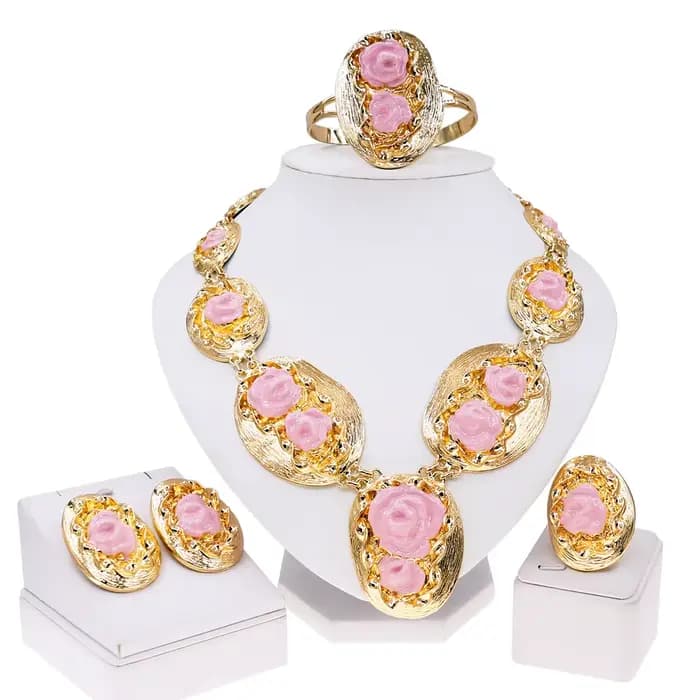 Ensemble de bijoux non tarjuvenchoker pour femmes, collier, boucles d'oreilles, bracelet, bague, cerceaux, accessoires