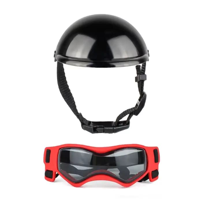 Casque pour chien avec trou d'oreille casque + lunettes soleil casquette pour chien chapeau rigide pour