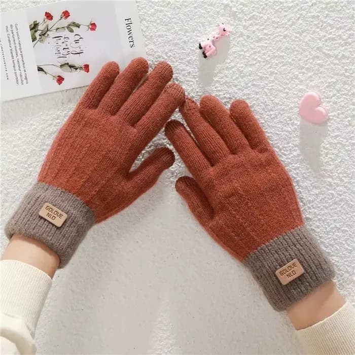 Gants pour femmes en hiver chaud Imitation cachemire écran tactile étudiant mignon avec velours épais tricoté cinq