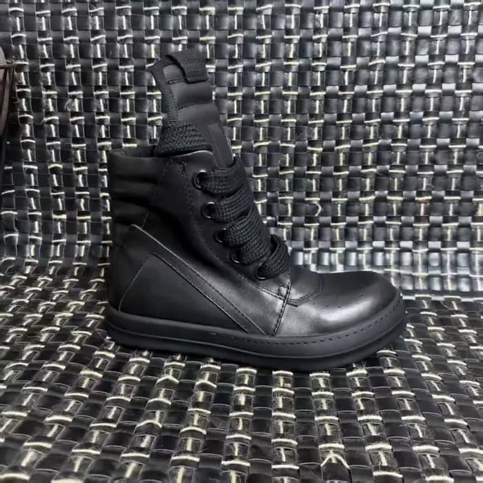 R-o Designer hommes chaussure entièrement en cuir noir bottine Sneaker haut chaussures décontractées lacets Jumbo fermeture éclair femmes bottes baskets plates