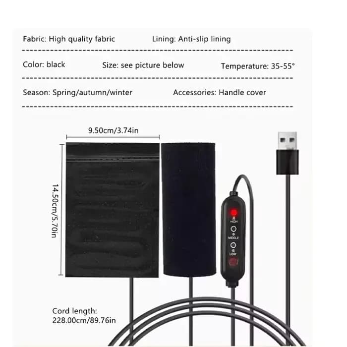 Housse de poignée chauffante électrique à 3 vitesses