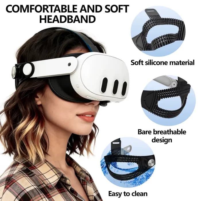 Sangle de tête Elite adaptée pour Meta Quest 3/Quest 3S, douce, confortable, respirante et réglable, accessoire pour casque VR