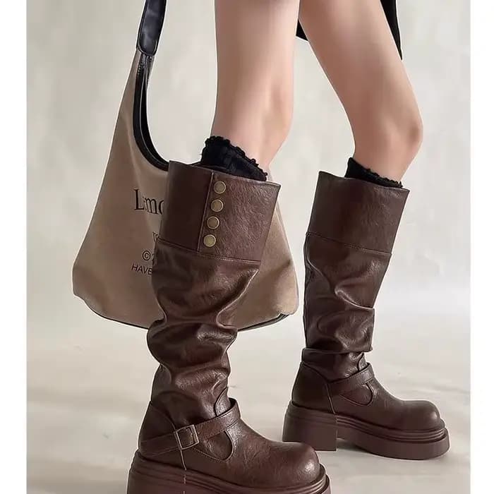 Bottes de moto à plateforme pour femmes