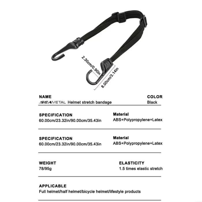 SEAMETAL 60/90CM sangles de casque de moto crochet bagages corde élastique rétractable sangle fixe