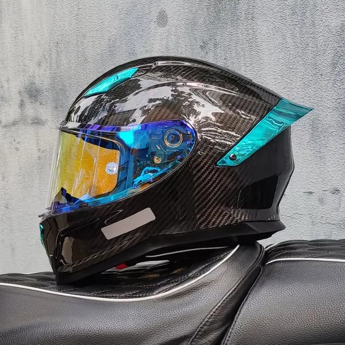 Casque de moto en fibre de carbone ORZ quatre saisons intégral approuvé DOT unisexe